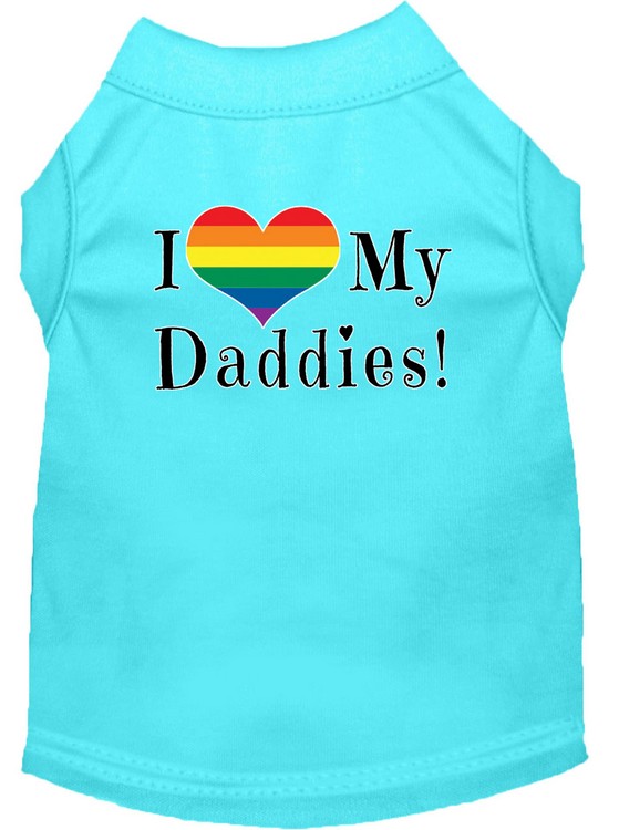 I heart my Daddies Screen Print Dog Shirt Aqua XXL